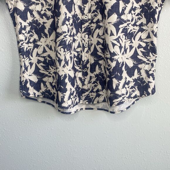 Split Mens Size XL Slim Fit Blue Tropical Button Up Shirt Short Sleeve Hawaiian - Picture 3 of 8